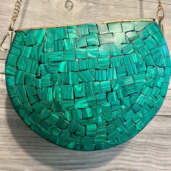 🎄NWOT, RAMLA Clutch Moroccan Purse Mosaic turquoise green Hamsa Hand. Boho Chic - Picture 7 of 15
